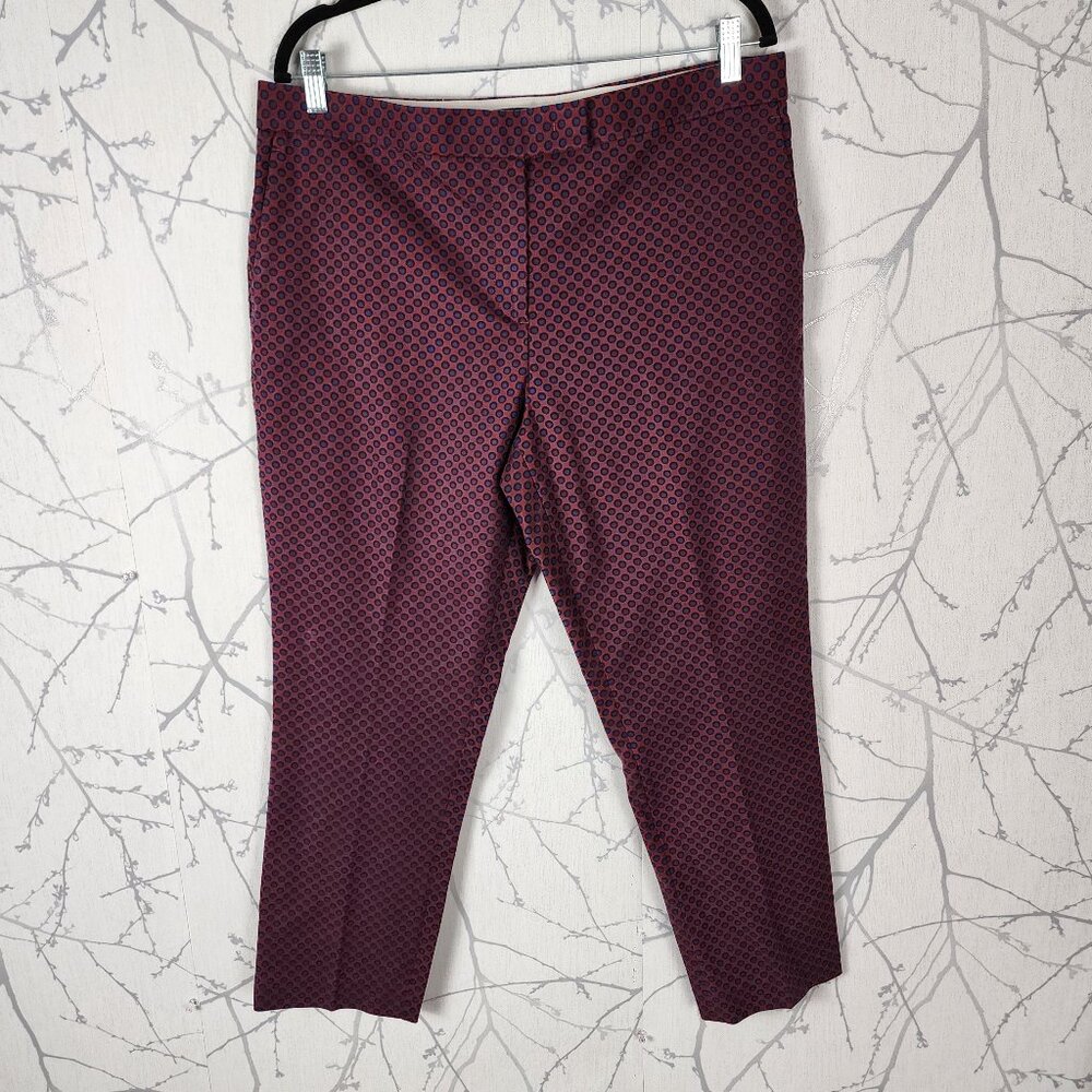 Ann Taylor Burgundy Blue Polkadot High Rise Devin Fit Ankle Pants